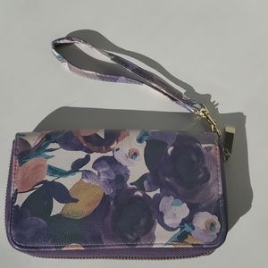 Floral Purple Wristlet
